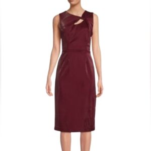 DONNA RICCO Twist Front Sheath Dress Wine/ Burgundy/ Maroon sz. 16